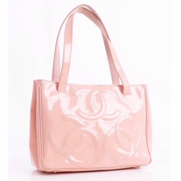 CHANEL Handbags - Chanel Pink Patent Triple CC Tote